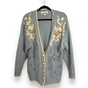 Vintage SK & Company Grandmacore Button Up Cardigan Sweater Size Medium